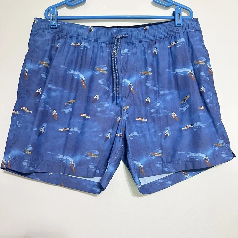 Fat Face Men's Swim Trunk Blue‎ Swim Shorts Blue Sz 2XL Beach Surfer Vacation